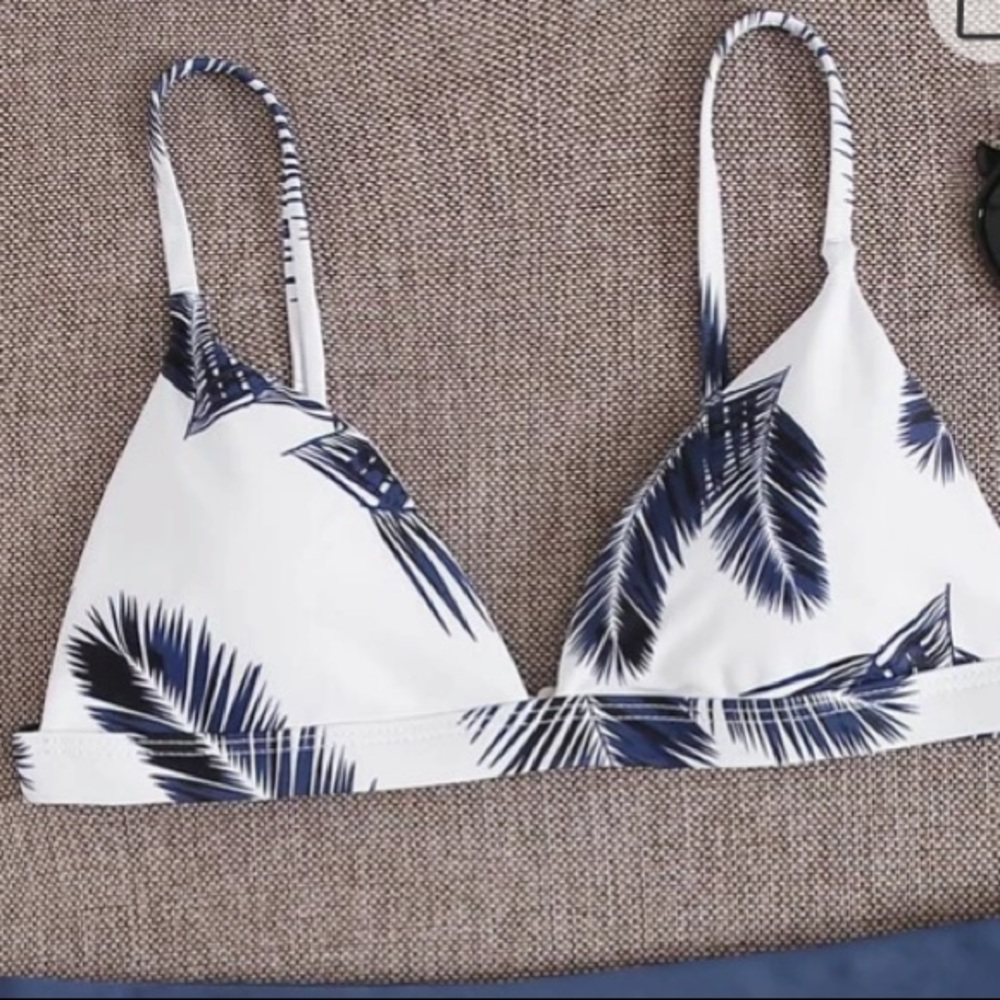 Triangle Bathing Suit Top, palm blue, Medium